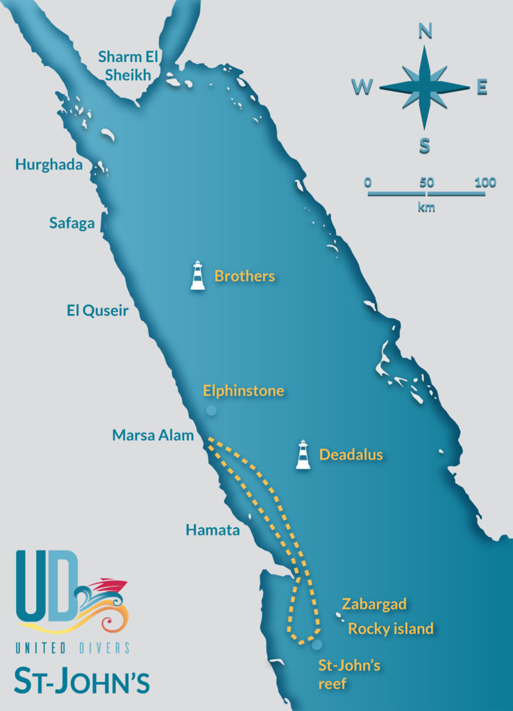 Itineraire Croisiere St-John's avec United Divers Egypt